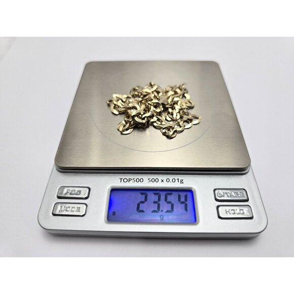 Unique 10K Karat Solid Yellow Gold Flat Curb Link Chain Necklace - 22.50" Length - Picture 15 of 15